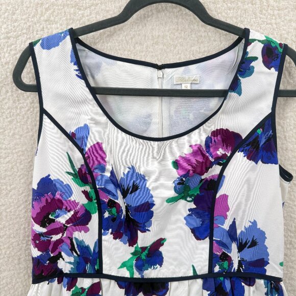 Shoshanna Round neck sleeveless Floral Dress Size 12 Cotton silk blend - Picture 3 of 11